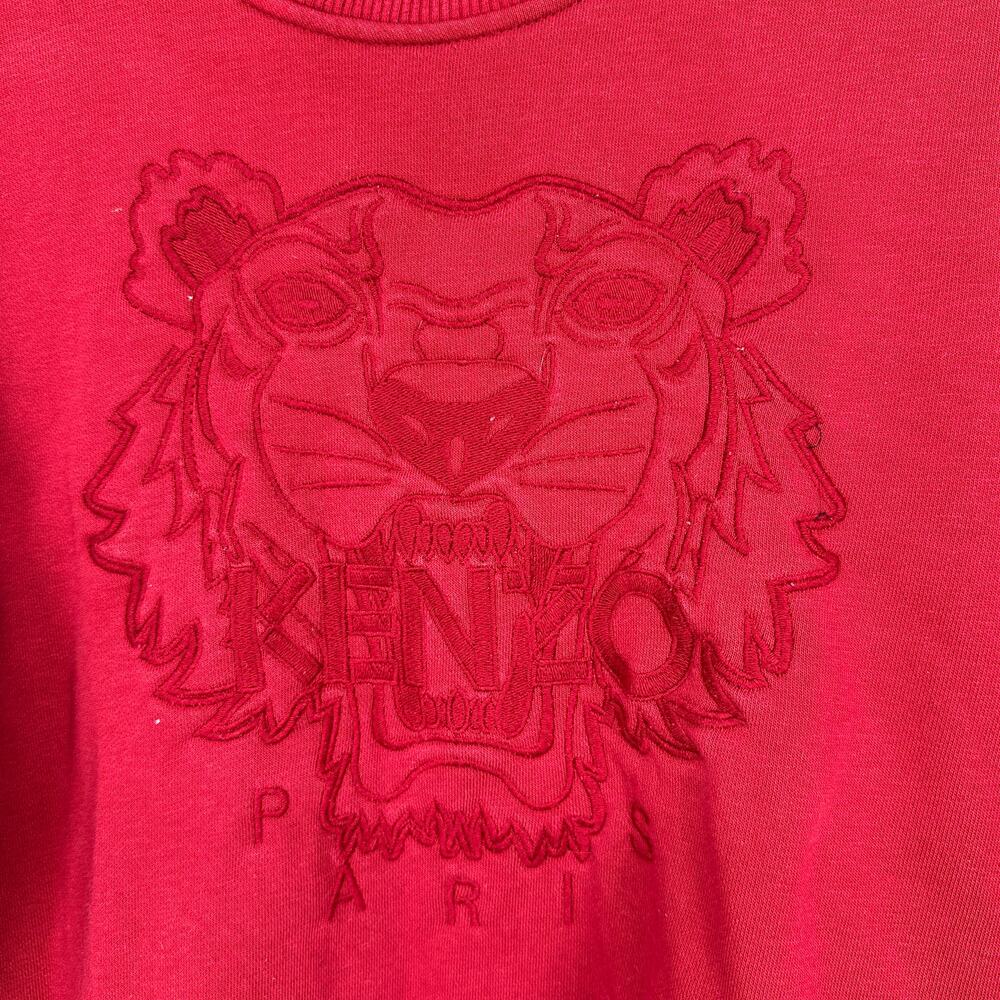 Kenzo Iconic Embroidered Long Sleeve Crewneck Pullover Red Sweater Womens Large - Picture 4 of 9